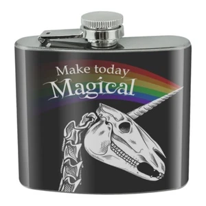 Make Today Magical Skeleton Unicorn Stainless Steel 5oz Hip Drink Flask - Picture 1 of 3