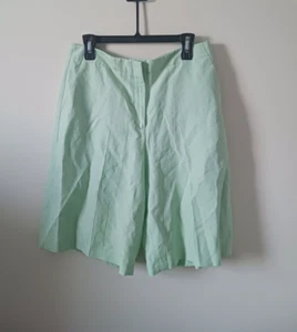 Lafayette 148 New York Womens Silk Linen Bermuda Long Shorts 10 Mint Green NWOT - Picture 1 of 7