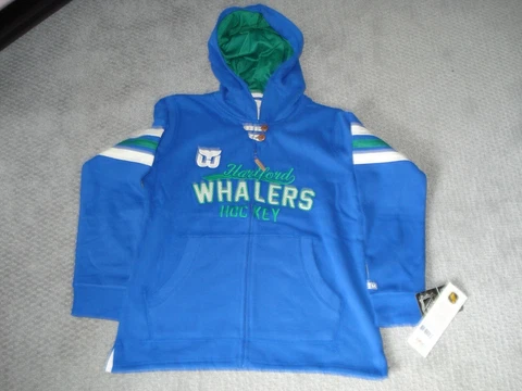 Hartford Whalers NHL Women's SZ L Blue & Green Vintage Zip Up Hoodie NHL CCM N Cover