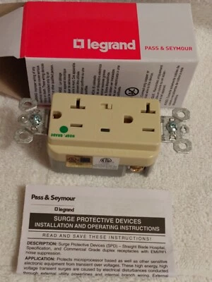  Legrand Hospital Grade Surge Protective Duplex Recep W/ Alarm 20A 125v Ivory  - Image 1 of 4