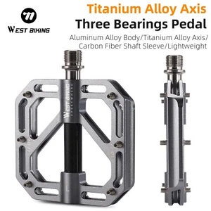 WEST BIKING 3 Lager Titan Legierung Achse Kohlefaser Ärmel Fahrradpedale 9/16" - Bild 1 von 11