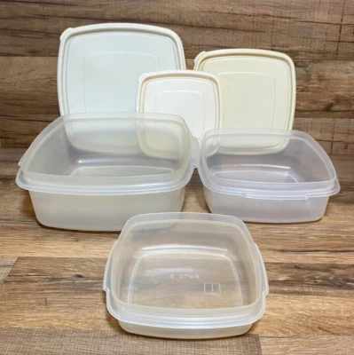 КОМПЛЕКТ/3 -VTGRUBBERMAID SERVIN SAVER КВАДРАТНЫЕ КОНТЕЙНЕРЫ #1,2,3 (2-10 чашек) и крышки - Изображение 1 из 4