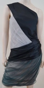 Vestido de noche de cóctel con falda de red negra crema y verde para mujer VERA WANG EU40; UK12 - Imagen 1 de 7