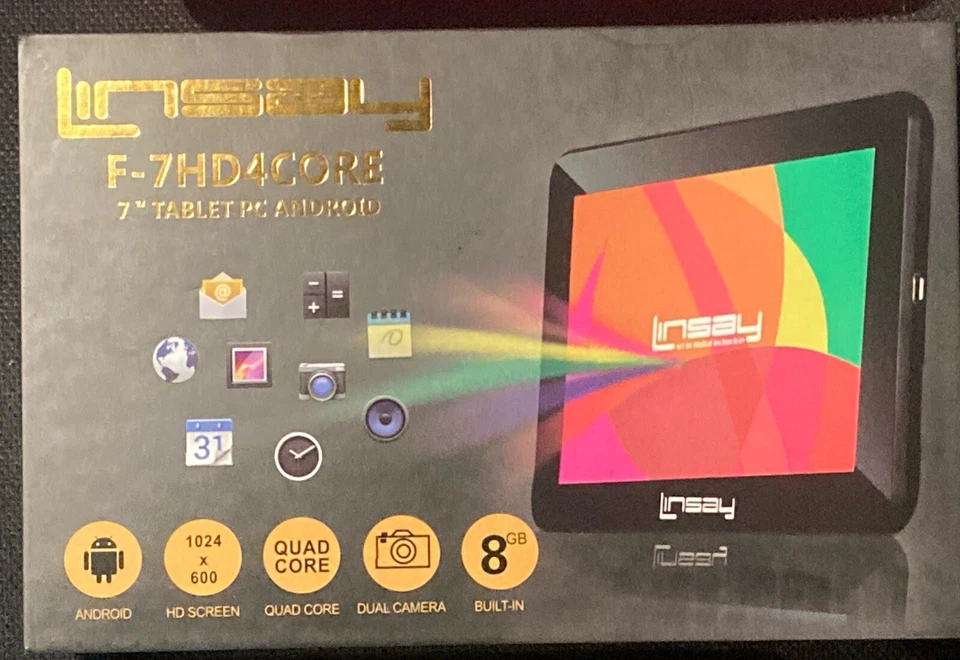 Tablet PC Linsay F-7XHD 7" Android Pantalla HD Cuatro Núcleos Doble Cámara 8 GB Incorporada Foto 1 de 4