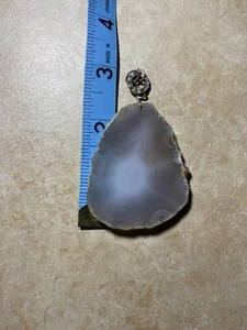 Purple Lavender Geode Agate Slice Freeform Pendant - Picture 1 of 3