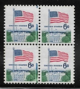 1338D Line Block of 4 With Smear - Picture 1 of 1