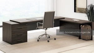 PREMIUM Chefschreibtisch - Winkelkombination mit Besucherfrontblende - Bild 1 von 8