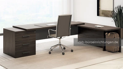 PREMIUM Chefschreibtisch - Winkelkombination mit Besucherfrontblende - Bild 1 von 4