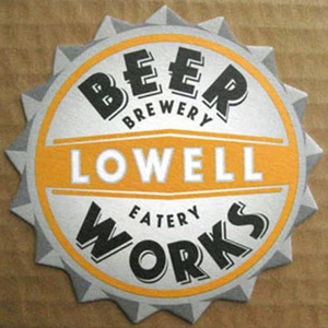 BEER WORKS LOWELL BREWERY Coaster, MAT in shape of a Bottle Cap, MASSACHUSETTS - Picture 1 of 2