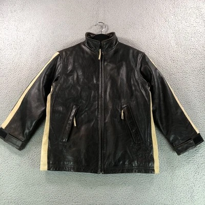 Vintage Gap Jacket Youth Medium Brown Fine Leather Cafe Racer Full Zip Heavy - Image 1 of 4