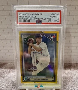 2024 Bowman Draft - Trey Yesavage - Yellow Refractor /75 PSA 10 Pop 2!! - Picture 1 of 2