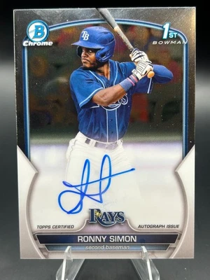 2023 Bowman Chrome Ronny Simon 1st Prospect RC Auto #CPA-RS Tampa Bay Rays - Image 1 of 2