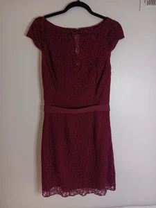 Vintage Belsoie Lace Overlay Sheath Dress Purple Sz 14 - Picture 1 of 5