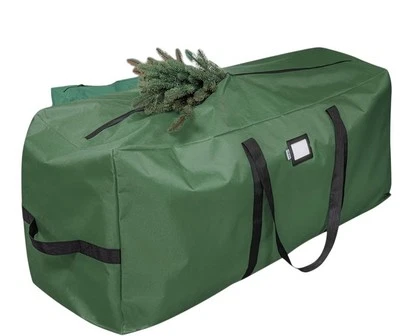 Bolsa de almacenamiento de árbol de Navidad de alta resistencia premium OSTO de hasta 9' verde (65 x 15 x 30") Foto 1 de 4