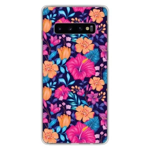 Coque en silicone imprimée compatible Samsung Galaxy S10 Plus Fleurs Exotiques - Photo 1 sur 6