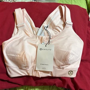Kinflyte Curve Zip Bra Eco Jersey Women Sz S in rose quartz NWT - Picture 1 of 9