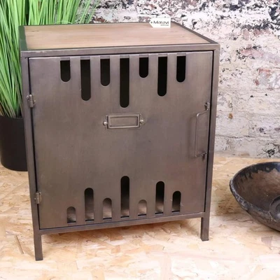 Usri Metal Industrial Style Bedside Cabinet Bedroom Table Small Cupboard - Image 1 of 4