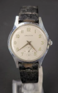Vintage CROTON Chrome Plated Men's Mechanical Windup Watch Working 60s - Picture 1 of 9
