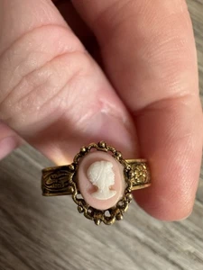 Bague camée vintage réglable costume bijoux femme poubelle C - Photo 1/3