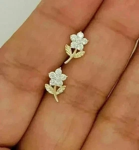 2Ct Lab Created Round Diamond Women's Prong Stud Earring' 14K Yellow Gold Plated - Picture 1 of 5