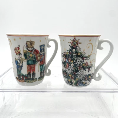 Williams Sonoma Mugs Twas The Night Before Christmas Tree Nutcrackers Set of 2 - Image 1 of 4
