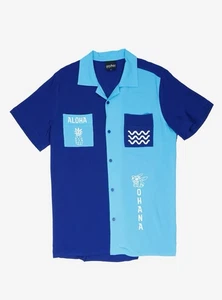 Disney Herren blau Viskose Knopfleiste Unser Universum Ohana Lilo Stitch Erwachsene Größe 2XL - Bild 1 von 2