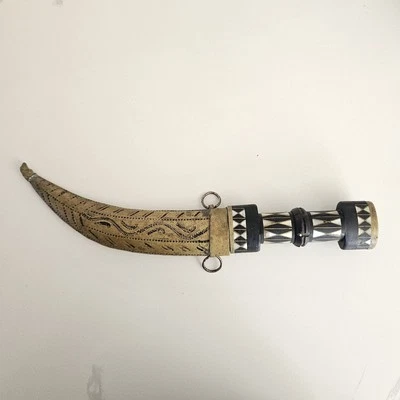 Antique Persian Dagger Jambiya 12"  Knife Inlaid Mother Of Pearl Copper Seath - Image 1 of 4