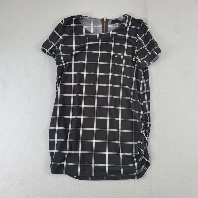 Sweet Wanderer Maternity Blouse Women’s Medium Black White Plaid Stretch Career - Image 1 of 4