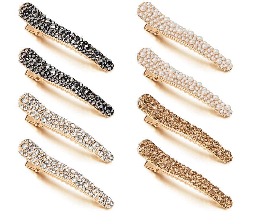 16 Pieces Pearls Rhinestone Hair Clips 4 Colors - Durable Alligator Hairpins - Image 1 of 1