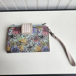 Sakroots Zip Around Floral Wallet 14 Card Slots Bills And Coin Large Blue 8x5 - Picture 1 of 7