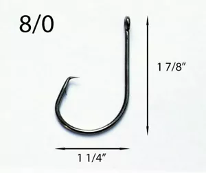 50er Pack Größe 8/0 TACKLEWORKS Circle Non-Offset Inline Angelhaken 7381 - Bild 1 von 1