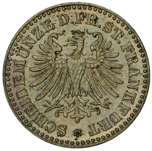 FRANKFURT 1 Heller 1865 Copper UNC - Picture 1 of 2
