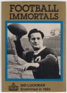 1985-88 Sid Luckman Football Immortals HOF 1965 Autograph Signed Football Card - Picture 1 of 2