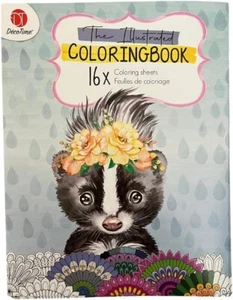 The Illustrated Coloring Book, 16 Sheets - Blue Skunk - Picture 1 of 8