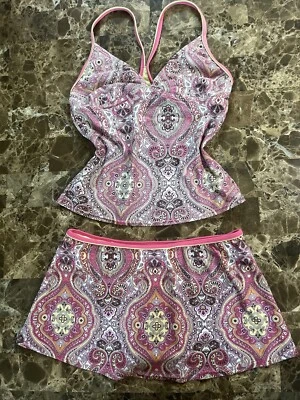 Bikini Athleta Samana Para Mujer Pequeño Dos Piezas Traje de Baño Rosa Paisley Halter Talla S Foto 1 de 4