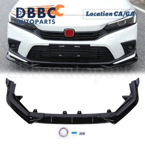 For 2022 2023 2024 Honda Civic Glossy Black Front Bumper Lip Spoiler Splitter - Picture 1 of 7
