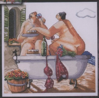 KIT punto de cruz Design Works Bathing Beauties vino gato negro Ronald West Foto 1 de 3