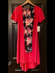 NWT OS OUTFIT LuLaRoe VINTAGE ROSES Leggings & XS RED PINK Carly Top Dress - Picture 1 of 7