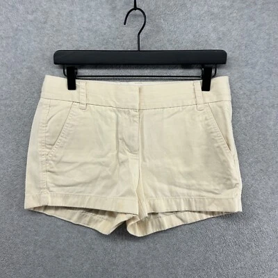 Pantalones Cortos J.CREW Mujer Talla 2 Beige Frente Plano Chino Rotos en Algodón Foto 1 de 4
