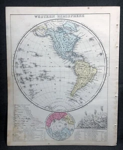 Mapa antiguo original de placa de cobre Mitchell Butler 1874 - El hemisferio occidental - Imagen 1 de 1