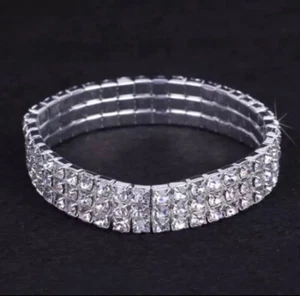 Women's Fashion Jewelry 3 Layer Silver Rhinestone Wedding Anklet Bracelet 1-149 - Picture 1 of 4