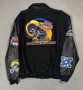Maglione giacca bomber pelle St. Louis Rams vintage NFL Super Bowl Jeff Hamilton -L - Foto 1 di 20