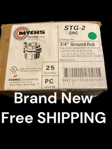 Myers Crouse Hinds STG-2 Ground Hub,  3/4" CASE OF (25) NEW FAST FREE SHIPPING - Picture 1 of 4
