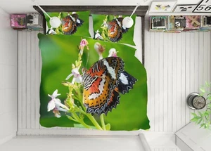 Juego de funda nórdica edredón fundas de almohada para cama 3D flor mariposa NAO2953 Queen King Fay - Imagen 1 de 6