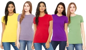 Womens Bella BLANK Short Sleeve Ultra-Soft Crew-Neck Tee T-Shirt Top - Picture 1 of 12