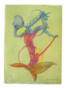 50er Jahre Zeichnung Fritz Klee original Pastell 1952 31cm 22,5cm Mid Century - Bild 1 von 5