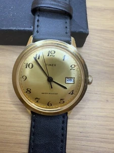 Vintage 1976 TIMEX Marlin Men’s Watch Gold Tone Burst Dial With Date Running - Picture 1 of 18