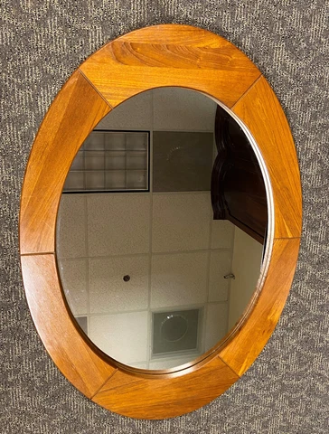 Large Oval Danish Modern Teak Mirror by Pedersen & Hansen, Denmark Cover
