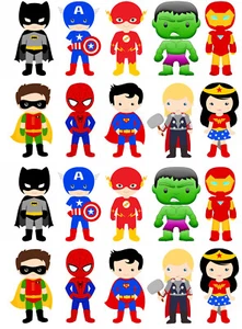 20 x Edible Stand Up Superhero Wafer Toppers Cupcake Fairy Cake Decorations - Picture 1 of 1