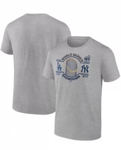 NWT NEW YORK YANKEES DODGERS 2024 WORLD SERIES MLB GRAY SHIRT MENS MED FANATICS - Picture 1 of 5